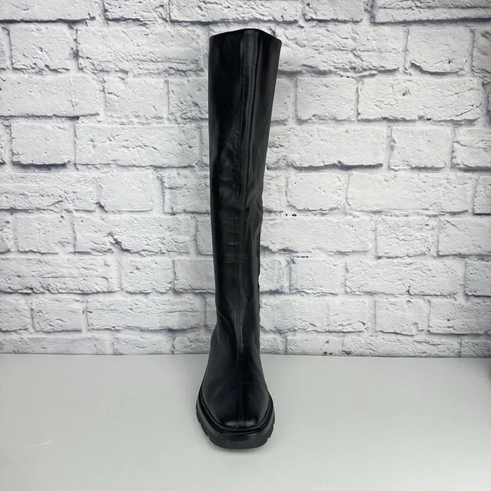 AMPUTEE ONE 1 SINGLE RIGHT Vince Rune Water Repellant Black Leather Knee Boot 9 - Picture 2 of 14
